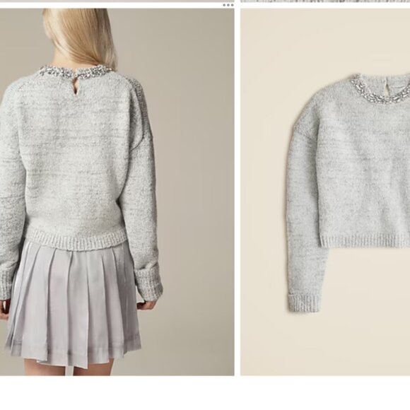 NWT J Crew Embellished Pullover Sweater Rhinestone Collar - Picture 5 of 6